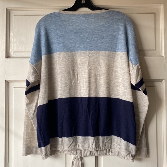 Autumn Cashmere Blue Gray Striped Sweater Size M - Picture 2 of 4